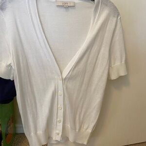 Loft White short sleeved Cardigan